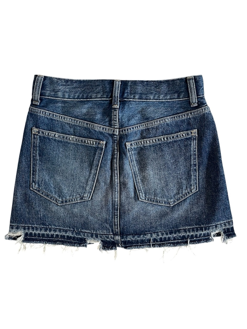 MADEWELL Classic style Denim Mini Skirt Distressed Frayed Hem size 23 EUC - Picture 7 of 14